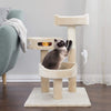 Árbol para gatos PETMAKER de 3 niveles y 2 juguetes colgantes, una zona de juego de 3 bolas y poste rascador, 27.5 pulgadas, color marrón - BESTMASCOTA.COM