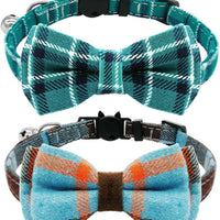 KUDES - Juego de 2 collares para gato con pajarita y campana para gatitos y algunos cachorros, ajustable de 7.8 a 10.5 pulgadas - BESTMASCOTA.COM