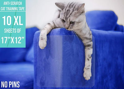 EdenPets - Cinta de entrenamiento antiarañazos de doble cara para gatos (precortada) para cualquier mueble y necesidad, protege tu casa total y fácilmente. 10 hojas XL de 17.0 x 12.0 in sin residuos. - BESTMASCOTA.COM