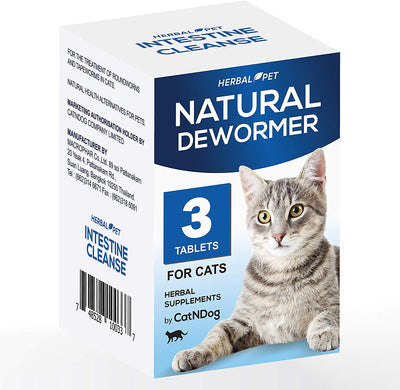 HERBALPET Suplementos para la salud | Alternativa natural de desparasitador de gatos | Limpieza intestinal | Funciona para gatitos, gatos medianos y grandes | 3 tabletas - BESTMASCOTA.COM