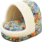 Tofern Colorful Dots Patterns - Cama de forro polar para mascotas, diseño de rayas, para cachorros, perros y gatos - BESTMASCOTA.COM