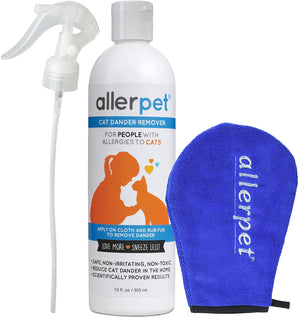 Allerpet Eliminador de caspa de gatos, reductor de alérgenos de mascotas 100% no tóxico, científicamente probado para un alivio eficaz de la alergia al gato, fabricado en Estados Unidos (12 oz)