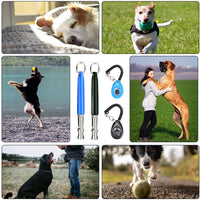 JESOT Silbato de entrenamiento de perro con clicker, kit de entrenamiento ultrasónico ajustable para perro con cordón para entrenamiento silencioso de repulsión de perro (paquete de 4) (negro y azul) - BESTMASCOTA.COM