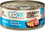 Wellness CORE Hearty Cuts Grain Free Wet Cat Food, Shredded Cat Food in Gravy, High Protein, Natural, Adult, 5.5 Ounce Can (Pack of 24), No Meat By-Products, Fillers, Artificial Preservatives, Flavors