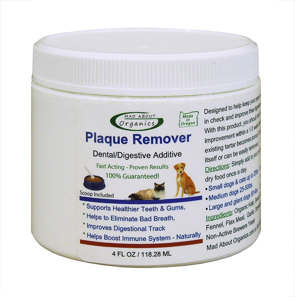 Home Creations Mad About Organics todos los Perros & Gatos Dental Oral Care aditivo alimentario naturales Plaque Remover 4oz - BESTMASCOTA.COM