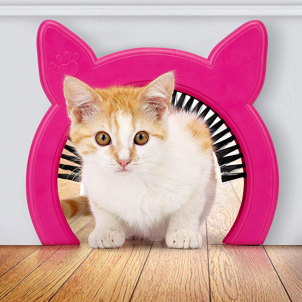 Pawsm - Escobilla para puerta de gato, extraíble, para ocultar la arena de  niños y perros, puertas de gatos para puertas interiores, color rosa o  blanco
