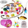 MIBOTE 24 piezas de juguetes para gatos, juguetes de gato, surtidos, túnel de 2 vías, pescado, molinillo de plumas interactivo, ratón esponjoso, jaula de ratones, bolas de arcoíris arrugadas campanas juguetes para cachorro gatito, Básico - BESTMASCOTA.COM