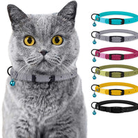 Bronzedog - Collar de piel para gato, con cascabel, color negro, azul, rosa, verde, amarillo y gris - BESTMASCOTA.COM