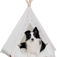 Little Dove Pet Teepee perro (cachorro) & Cat – Cama para mascotas portátil tiendas de campaña y casas para perro (cachorro) & gatos estilo encaje (con o sin cojín opcional) - BESTMASCOTA.COM