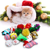 Gejoy - 16 juguetes de Navidad para gatos y perros, regalo con coloridas bolas arrugadas, forma de ratón, almohada y patrones de campana, almacenados en la bolsa - BESTMASCOTA.COM