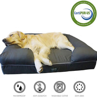 LOAOL - Colchón ortopédico para cama de mascotas, de espuma viscoelástica, resistente al agua, 4 pulgadas, con funda intercambiable - BESTMASCOTA.COM