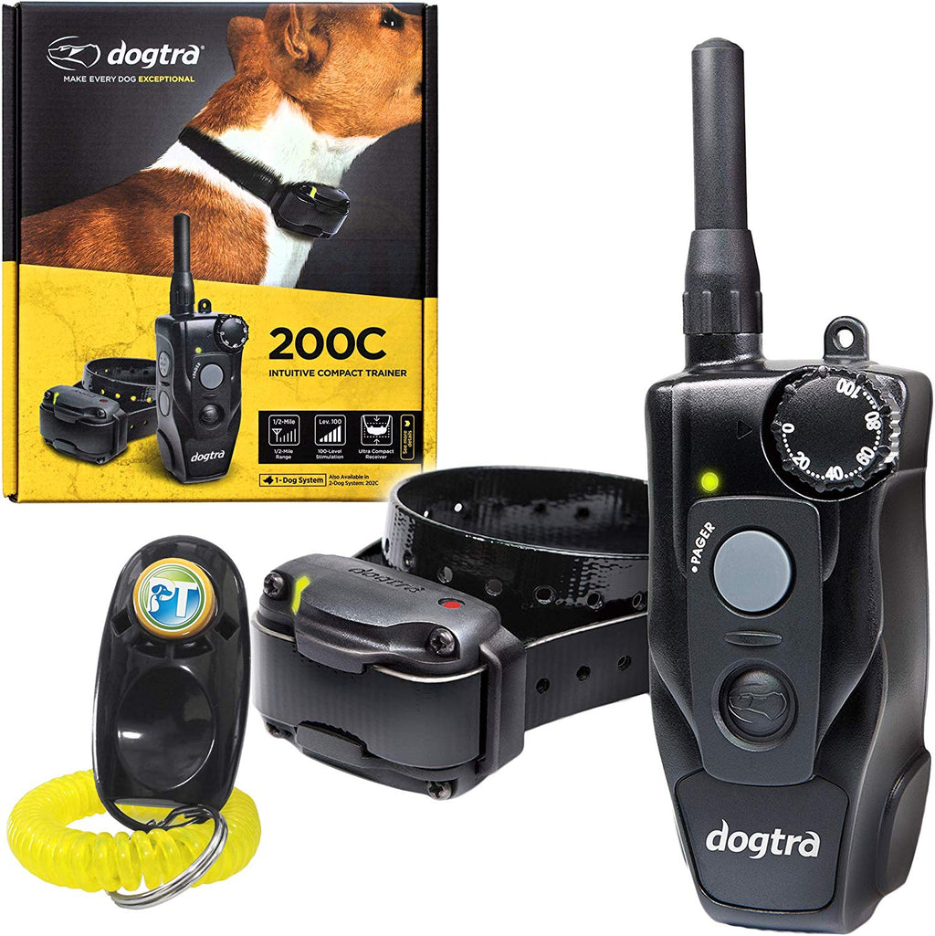 Dogtra 200C - Collar de entrenamiento remoto de 1/2 milla, impermeable, recargable, corrección estática, vibración, incluye pulsador de entrenamiento para perros PetsTEK - BESTMASCOTA.COM