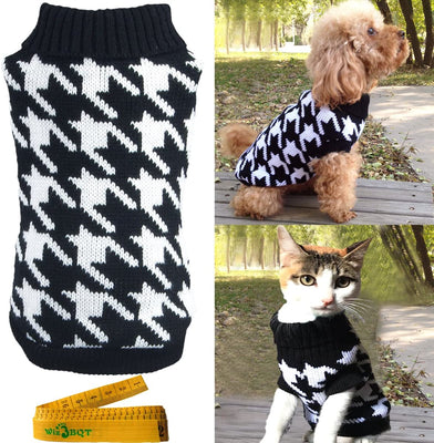 Mascota Suéter Prendas de punto para perros & gatos elegante Cálido Knitted Turtleneck Houndstooth - BESTMASCOTA.COM