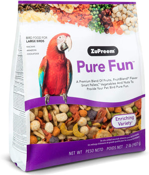 ZuPreem Pure Fun Bird Food for Large Birds | Powerful Blend of Fruit, Natural FruitBlend Pellets, Vegetables, Nuts for Amazons, Macaws, Cockatoos - BESTMASCOTA.COM