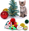 Gejoy - 16 juguetes de Navidad para gatos y perros, regalo con coloridas bolas arrugadas, forma de ratón, almohada y patrones de campana, almacenados en la bolsa - BESTMASCOTA.COM