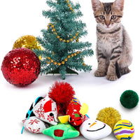 Gejoy - 16 juguetes de Navidad para gatos y perros, regalo con coloridas bolas arrugadas, forma de ratón, almohada y patrones de campana, almacenados en la bolsa - BESTMASCOTA.COM