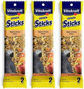 Vitakraft - Lote de 3 palillos de manzana y miel para loros, 2 varillas cada uno - BESTMASCOTA.COM