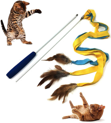 Pet Fit para la vida 3 Soft Strands con plumas Teaser Varita Y Exerciser para gato y kitten – Cat Juguete interactivo - BESTMASCOTA.COM