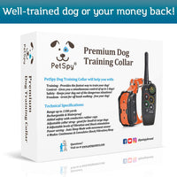 PetSpy Collar de choque Premium para entrenamiento de perros, con vibración, choque y pitido, recargable e impermeable, E-collar, El mejor entrenador a distancia - BESTMASCOTA.COM