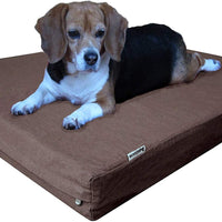 Dogbed4less Cama para perro de espuma viscoelástica prémium, ortopédica, forro impermeable, funda de tela vaquera duradera lavable y funda exterior de segunda calidad, 7 tamaños, color marrón - BESTMASCOTA.COM