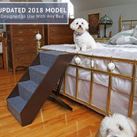 ARF mascotas perro Stairs, 5 niveles ajuste de altura Pet Pasos de madera, plegable - BESTMASCOTA.COM