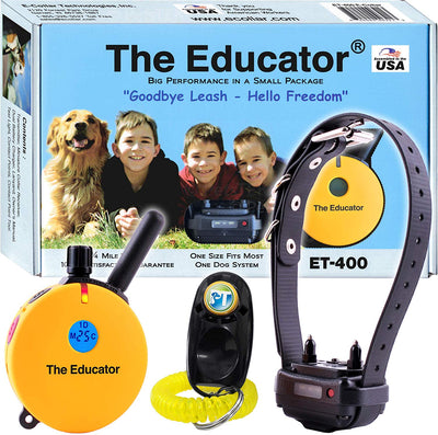 Paquete de 2 artículos – E-Collar – ET-400 – 3/4 millas recargable a distancia impermeable entrenador educador – estático, vibración y sonido estimulación collar con PetsTEK perro entrenamiento Clicker - BESTMASCOTA.COM