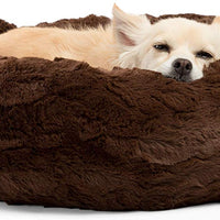 Best Friends by Sheri Lux Fur Donut Cuddler (varios tamaños) - Cama redonda para gatos y perros, alivio ortopédico, autocalentamiento y acogedor para un sueño mejorado, Prime, lavable a máquina, parte inferior resistente al agua - BESTMASCOTA.COM