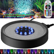 TOPBRY - Luz LED para acuario RGBW, disco de piedra de aire con control remoto, con 16 colores cambiantes, 4 efectos de iluminación para decoración de peceras - BESTMASCOTA.COM