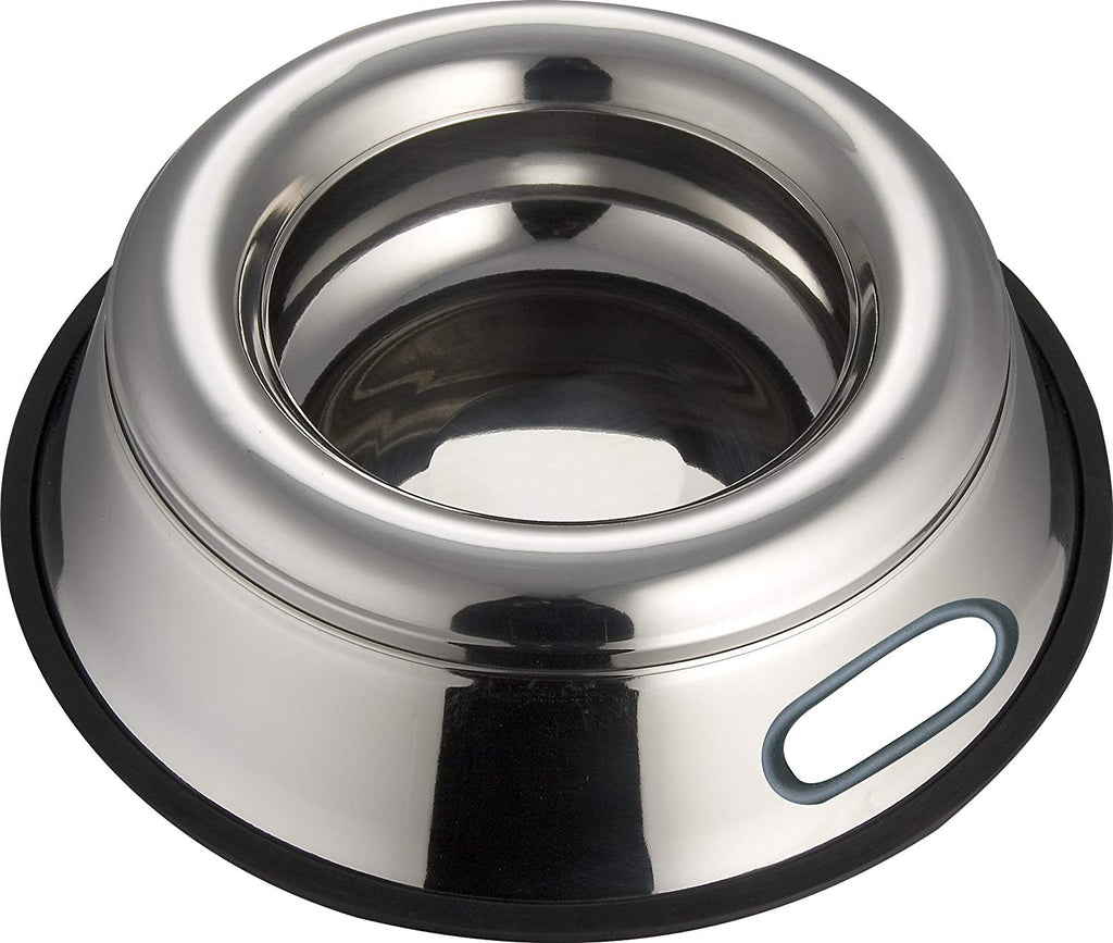 Plato de acero inoxidable Indipets a prueba de derrames, libre de salpicaduras sin punta anti resbalón con mango fácil de recoger - BESTMASCOTA.COM
