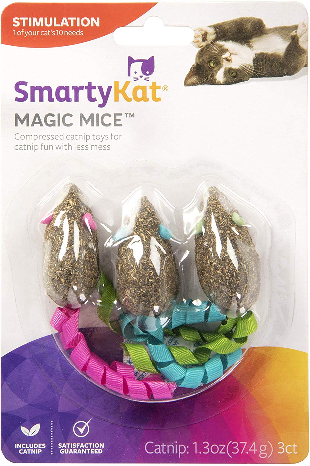 SmartyKat Magic - Juego de 3 ratones comprimidos para gatos - BESTMASCOTA.COM