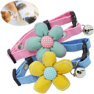 iiDesign - Collar para gato con campana, collar ajustable hecho a mano con campana, collar suave y cómodo para gatos y perros pequeños, 2 unidades - BESTMASCOTA.COM