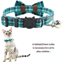 Collar de gato con capucha y pajarita, diseño a cuadros ajustable de seguridad Kitty Kitten Collares (6.8-10.8in) - BESTMASCOTA.COM