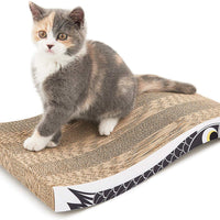 Coching Cat Scratcher – Almohadilla para arañazos de cartón curvado con tres diferentes texturas de diseño de rayones duraderos, reversible con gato orgánico, L - BESTMASCOTA.COM