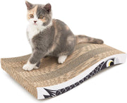 Coching Cat Scratcher – Almohadilla para arañazos de cartón curvado con tres diferentes texturas de diseño de rayones duraderos, reversible con gato orgánico, L - BESTMASCOTA.COM