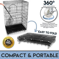 Petsmatig jaula de alambre para gatos: espaciosa caja de metal plegable para mascotas con 3 aperturas, 3 plataformas, 3 escaleras, 1 hamaca, 1 bandeja inferior, 4 ruedas y guantes de aseo gratis - BESTMASCOTA.COM