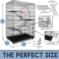 Petsmatig jaula de alambre para gatos: espaciosa caja de metal plegable para mascotas con 3 aperturas, 3 plataformas, 3 escaleras, 1 hamaca, 1 bandeja inferior, 4 ruedas y guantes de aseo gratis - BESTMASCOTA.COM