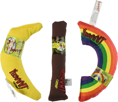 Yeowww! Organic Catnip Toy Variety Pack ? Cigar & Banana & Rainbow ? Made in USA - BESTMASCOTA.COM