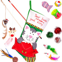 Cat Christmas Stocking Filled with Christmas Cat Toys Gift Set Filled With Quality Interactive Cat Toys Perfect Holiday Gift Set for All Cats Stocking Stuffers Included - BESTMASCOTA.COM