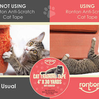 Ronton - Cinta antiarañazos para gatos, 100 % transparente, doble cara, para entrenamiento de gatos, seguro para mascotas y niños, protector de muebles, sofás y puertas - BESTMASCOTA.COM