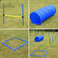 Equipo de entrenamiento para perros Pawhut, de agilidad, con obstáculos, en color azul y amarillo - BESTMASCOTA.COM