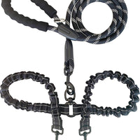 iYoShop Dual Dog Leash, Double Dog Leash, 360 Swivel No Tangle Double Dog Walking Training Leash, Comfortable Shock Absorbing Reflective Bungee for Two Dogs, Black, Medium Large - BESTMASCOTA.COM