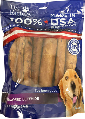 Mascota fábrica 78264 beefhide | masticables de perro, 99% Digestivo, crudo para mantener a los perros ocupado, 100% natural, mantequilla de maní con sabor a Retriever rollos, 10 unidades, en tamaño de 8