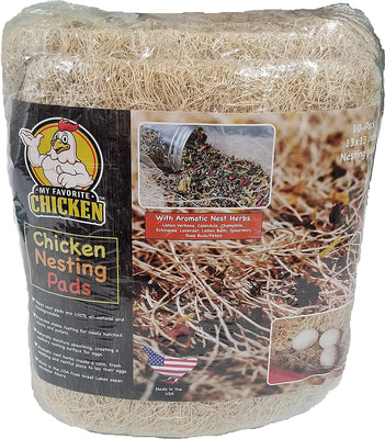 Almohadillas de nido de pollo con hierbas aromáticas | Ropa de cama de aves de corral de fibra de Aspen Natural | 13 x 13 pulgadas | Paquete de 10 - BESTMASCOTA.COM