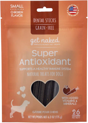 Get Naked Grano libre 1 bolsa 6,2 oz Super Antioxidante Dental Palos de masticar, Pequeño, S - BESTMASCOTA.COM