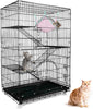 Petsmatig jaula de alambre para gatos: espaciosa caja de metal plegable para mascotas con 3 aperturas, 3 plataformas, 3 escaleras, 1 hamaca, 1 bandeja inferior, 4 ruedas y guantes de aseo gratis - BESTMASCOTA.COM