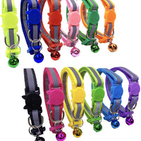 PACCOMFET Collar de gato de nailon reflectante con campana, 12 unidades, multicolor, seguro y duradero - BESTMASCOTA.COM