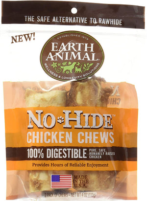 Masticables de pollo Earth Animal NoHide, paquete de 2 (2.4 oz) - BESTMASCOTA.COM