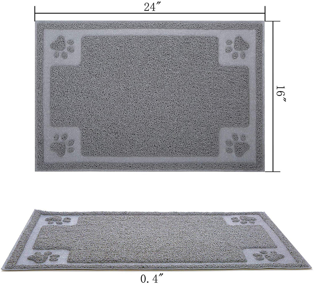 Gefryco - Alfombrilla de alimentación para mascotas para cuenco de alimentos y agua, trampa la arena de la caja y las patas, 24 x 16 pulgadas, flexible, impermeable y antideslizante, alfombrilla para perros y gatos - BESTMASCOTA.COM