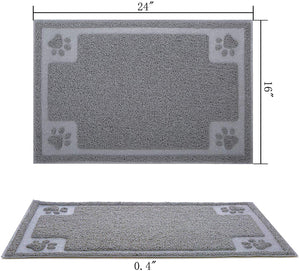 Gefryco - Alfombrilla de alimentación para mascotas para cuenco de alimentos y agua, trampa la arena de la caja y las patas, 24 x 16 pulgadas, flexible, impermeable y antideslizante, alfombrilla para perros y gatos - BESTMASCOTA.COM