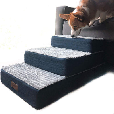 Zora 2 in 1 Foam Pet Stairs & Foam Dog Bed - Cat Stairs Orthopedic Dog Bed Medium Pet Bed Large Dog Beds Small Dog Bed Small Pet Steps for Bed Pet Beds Memory Foam Dog Bed for Crate Dog Pillow - BESTMASCOTA.COM